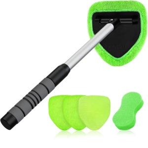 XINDELL Window Cleaning Kit with Extendable Handle & 4 Microfiber Pads -19inch
