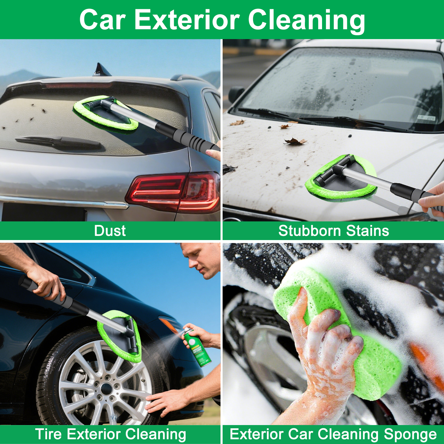 XINDELL Window Cleaning Kit with Extendable Handle & 4 Microfiber Pads -19inch - Image 7
