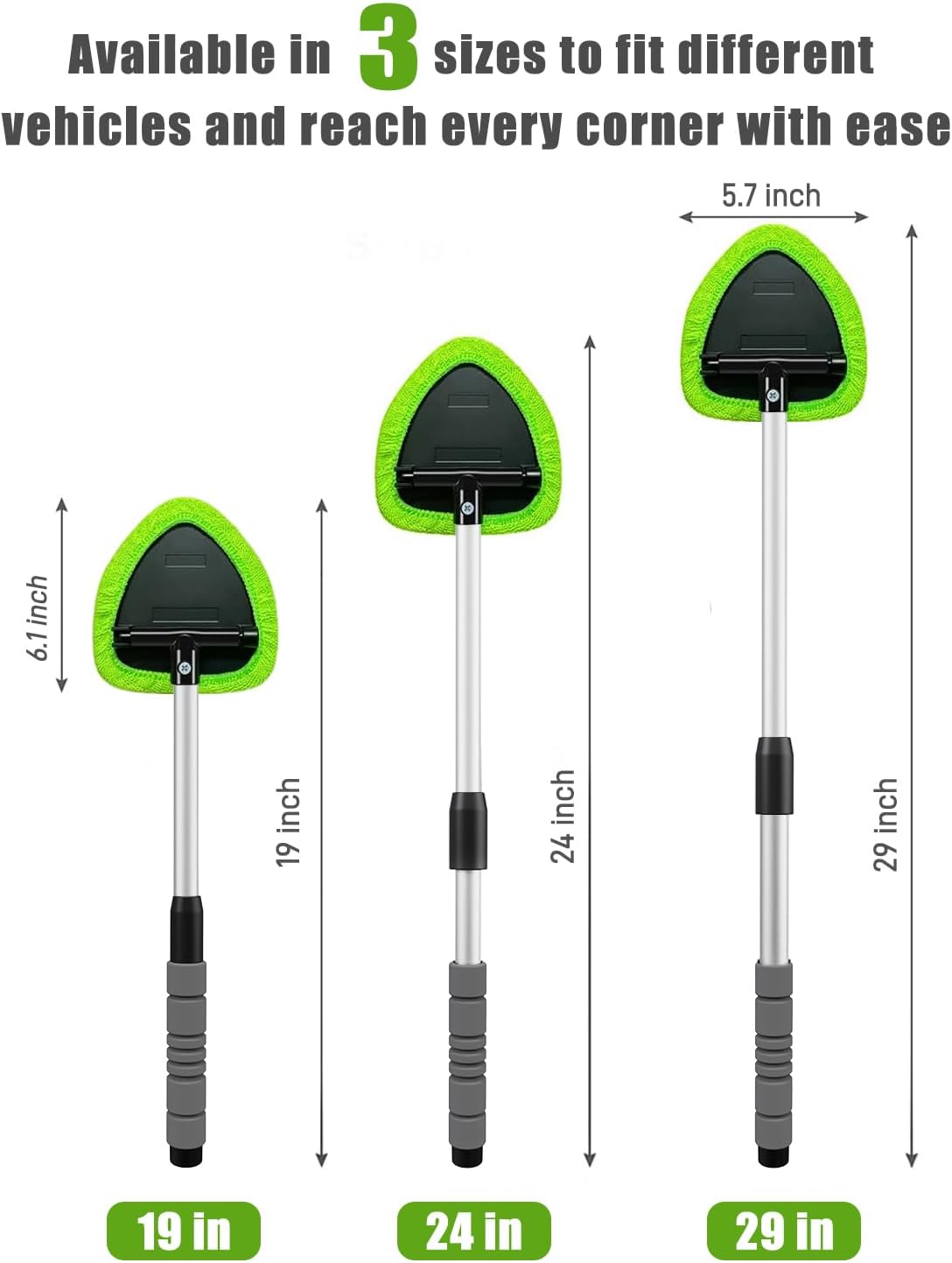XINDELL Window Cleaning Kit with Extendable Handle & 4 Microfiber Pads -19inch - Image 5